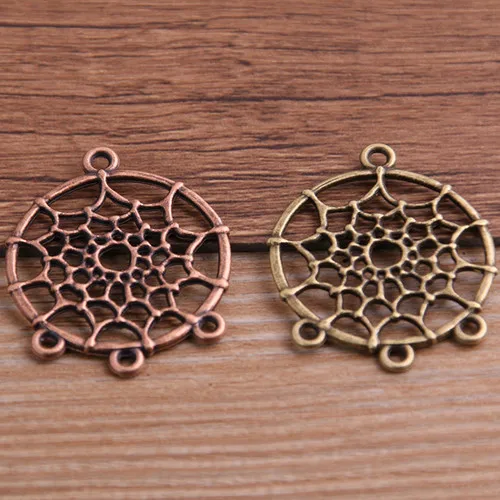 two color Pulchrode 10 шт. 28*34 мм металлический сплав Ловец снов разъем для Diy ювелирных изделий кулон в виде Ловца снов Подвески Diy Изготовление P6521 - Окраска металла: two color