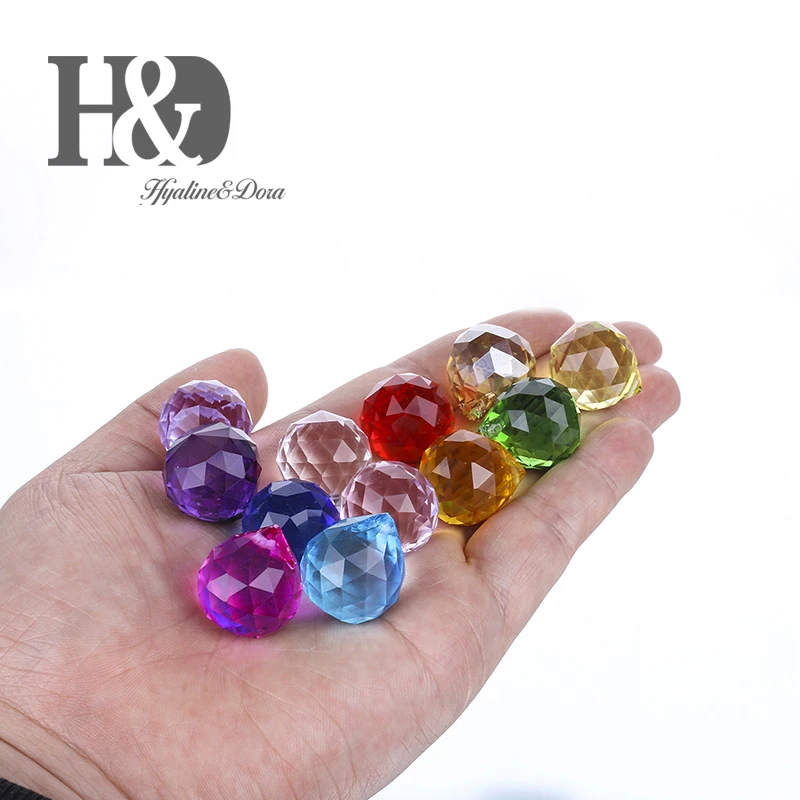 H& D 12 шт. многоцветная Хрустальная Призма, граненая люстра, хрустальные детали, подвесной светильник, шар, Солнцезащитный шар, домашний декор