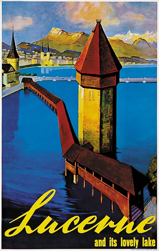 Switzerland Lucerne Tourism Posters Vitznau Classic Wall Sticker Canvas Paintings Decorative Vintage Poster Home Bar Decor Gift | Дом и сад