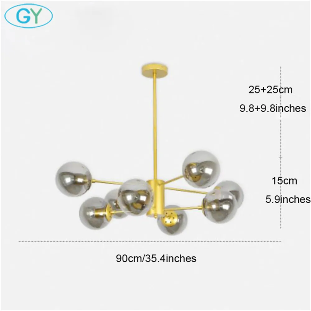 8-light grey Лофт минималистичные люстры светодиодный ретро лампы художественное украшение огни E27 промышленный стеклянный блеск Люстра для ресторана - Цвет абажура: 8-light grey
