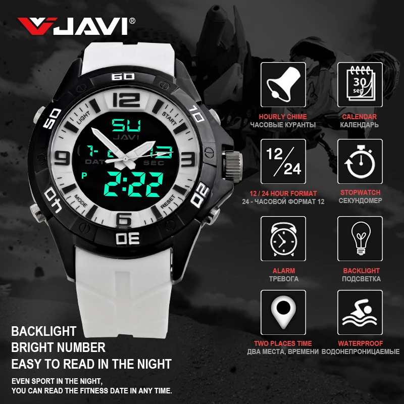 JAVI Брендовые спортивные часы мужские водонепроницаемые relojes para hombre Dive 30m Цифровые
