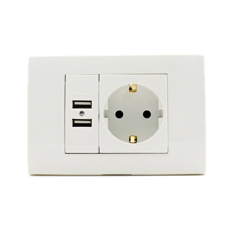 Фоторозетка с заземлением 16 А розетка европейского стандарта двойным USB разъемом