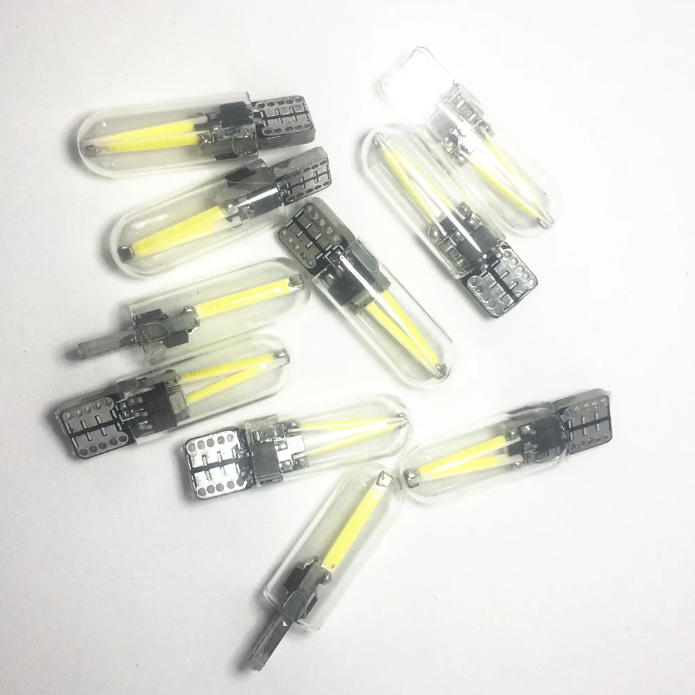 Новейший W5W led T10 cob стеклянный автомобильный светильник Led лампа накаливания