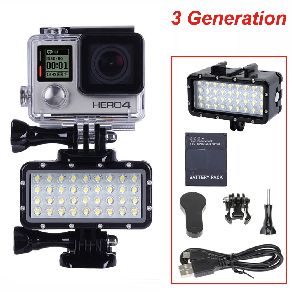 Светодиодная вспышка для дайвинга подводная лампа видеосъемки Для GoPro Hero 8 7 6 hero5 4