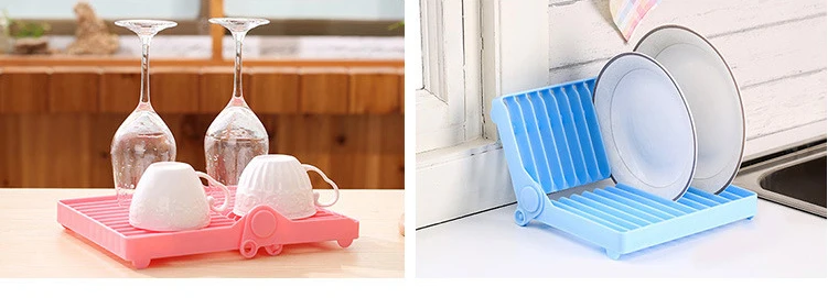 Foldable Dish Rack Organizer Bowl Plate Plastic fodable stand dish organizer bowls - Kitchen Storage |