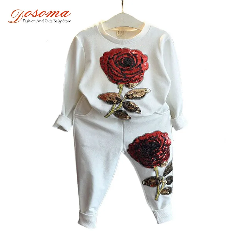 2018 Весенняя детская одежда рубашки с длинными рукавами + штаны блестками и