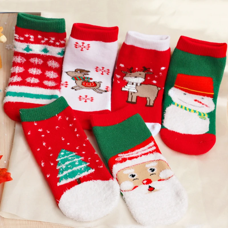 Детские рождественские носки для младенцев с героями мультфильмов плотные