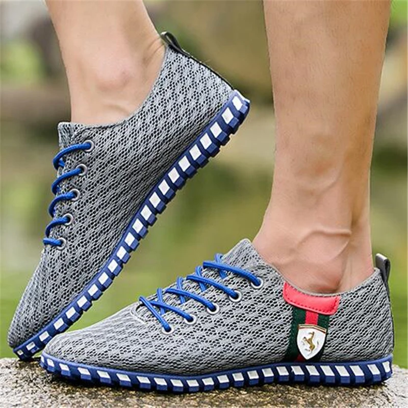 LANSHITINA/Новинка 2017 года модная мужская обувь Летняя Повседневная дышащая на