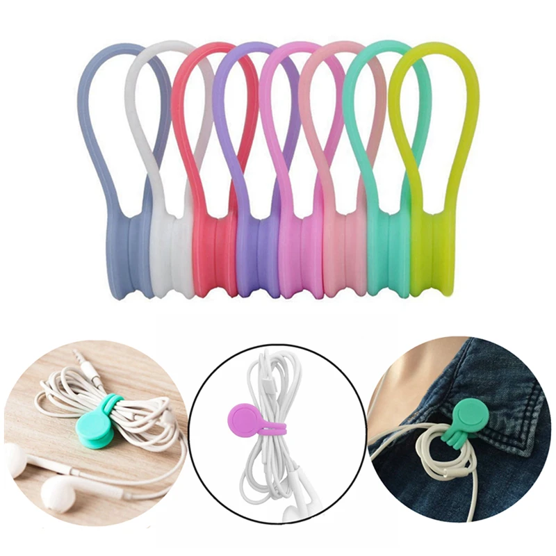 Намотка для наушников и кабелей силиконовая магнитная катушка держатель шнура