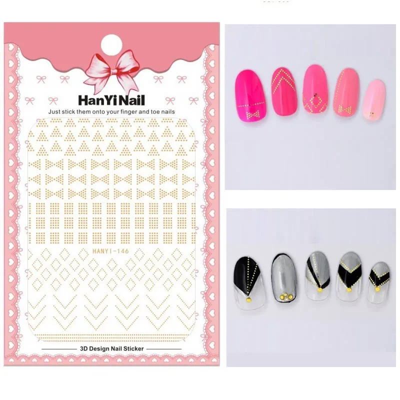 HANYI-146 Mybormula 1pcs Stripes Wave Line 3D Nail Art Sticker White Flower dollar 3d nail Decals Decoration Adhesive Sticker Decals - Цвет: HANYI-146