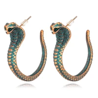 antique bronze color cobra snake earrings vintage punk hoop earrings gothic animal charm jewelry indian earrings jewelry