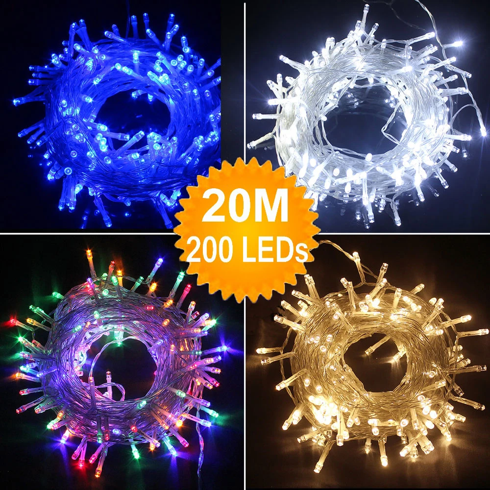 110V/220V Outdoor Home 20M 200 LEDS Fairy String Lights Christmas Party Wedding Holiday Decoration 8 Modes Garland Lights