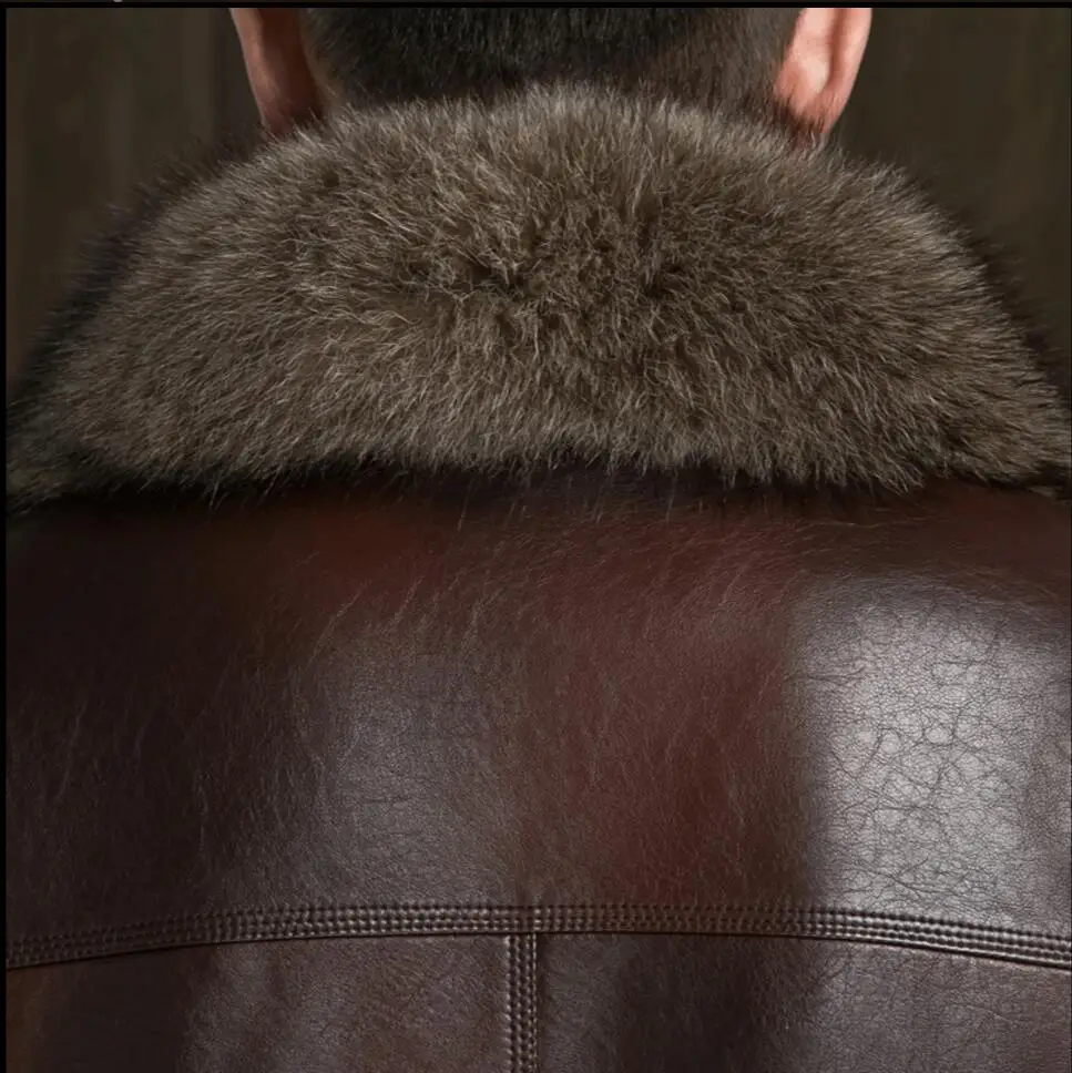 S-4XL, Зимние Куртки из натуральной кожи с искусственным мехом, кожаные пальто для мужчин, кожаные куртки из овечьей кожи, теплые деловые пальто размера плюс, пальто