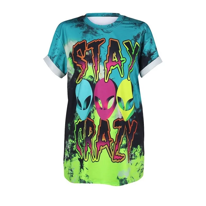 Raisvern забавные пришельцы Stay Crazy 3D Футболка с принтом летняя уличная стильная