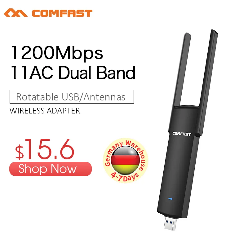 COMFAST usb wifi адаптер 1200 Мбит/с 802.11ac/b/g/n 5 8 ГГц + 2 4 двухдиапазонный Wi-Fi dongle AC сетевая