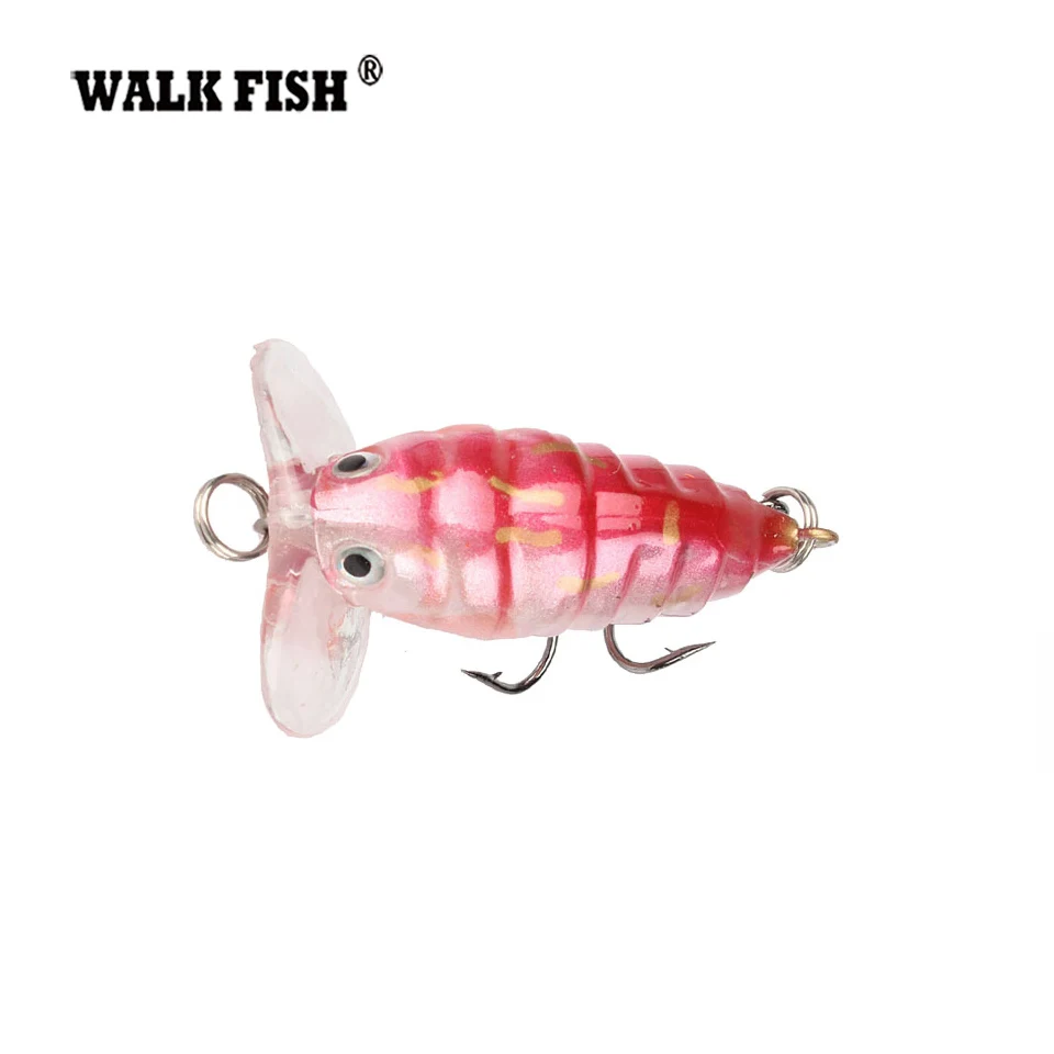 Walk Fish, 1 шт., 4 см, 4,2 г, Cicada, Поппер для рыбалки, блесна, Япония, Topwater, 3D глаза, жесткая плавающая приманка, крючок, снасть, Реалистичная, воблер, приманка для рыбы - Цвет: KC001 005
