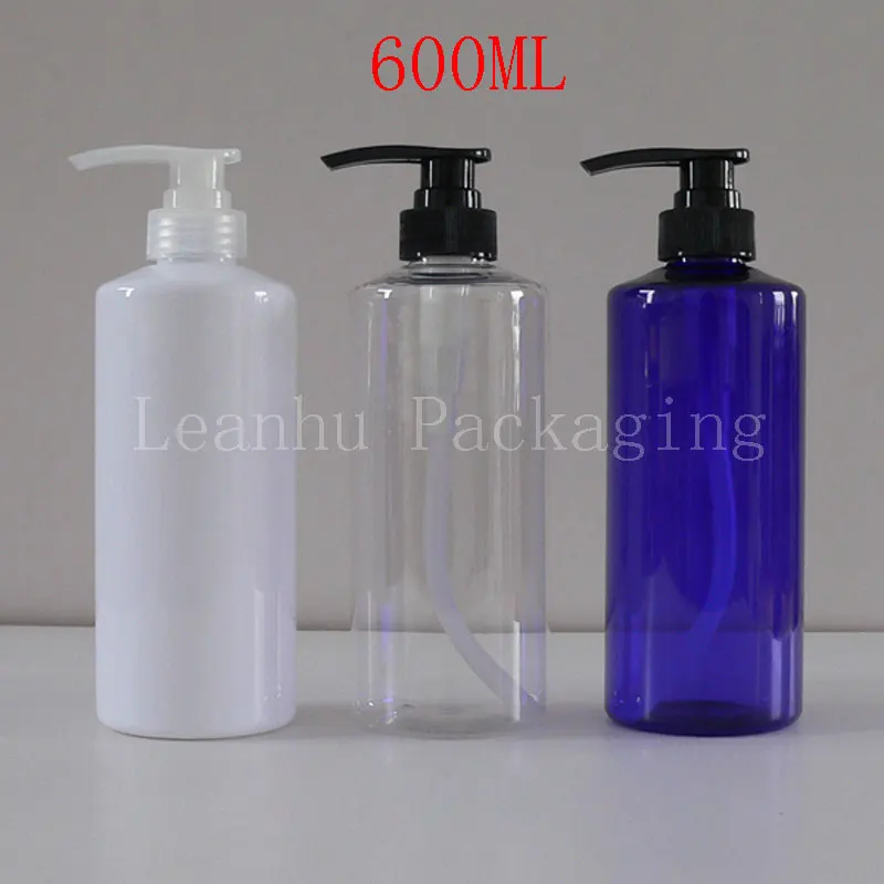 

600ML Round Plastic Bottle, 600CC Shampoo/Shower Gel/Lotion Packaging Bottle,Empty Cosmetic Container,Makeup Sub-bottling