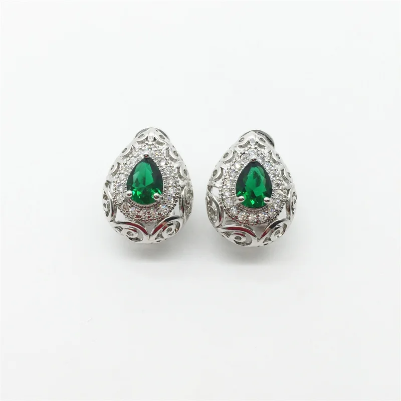 Комплект для невесты из стерлингового серебра 925 пробы с полым сердцем зеленые