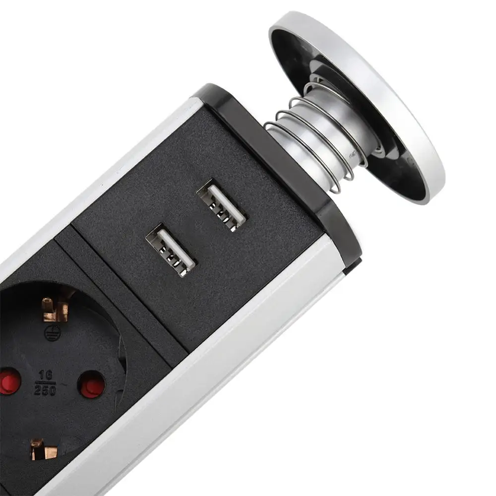 Выдвижная электрическая розетка 3/4 розетки 2 USB питания кухонная настольная для