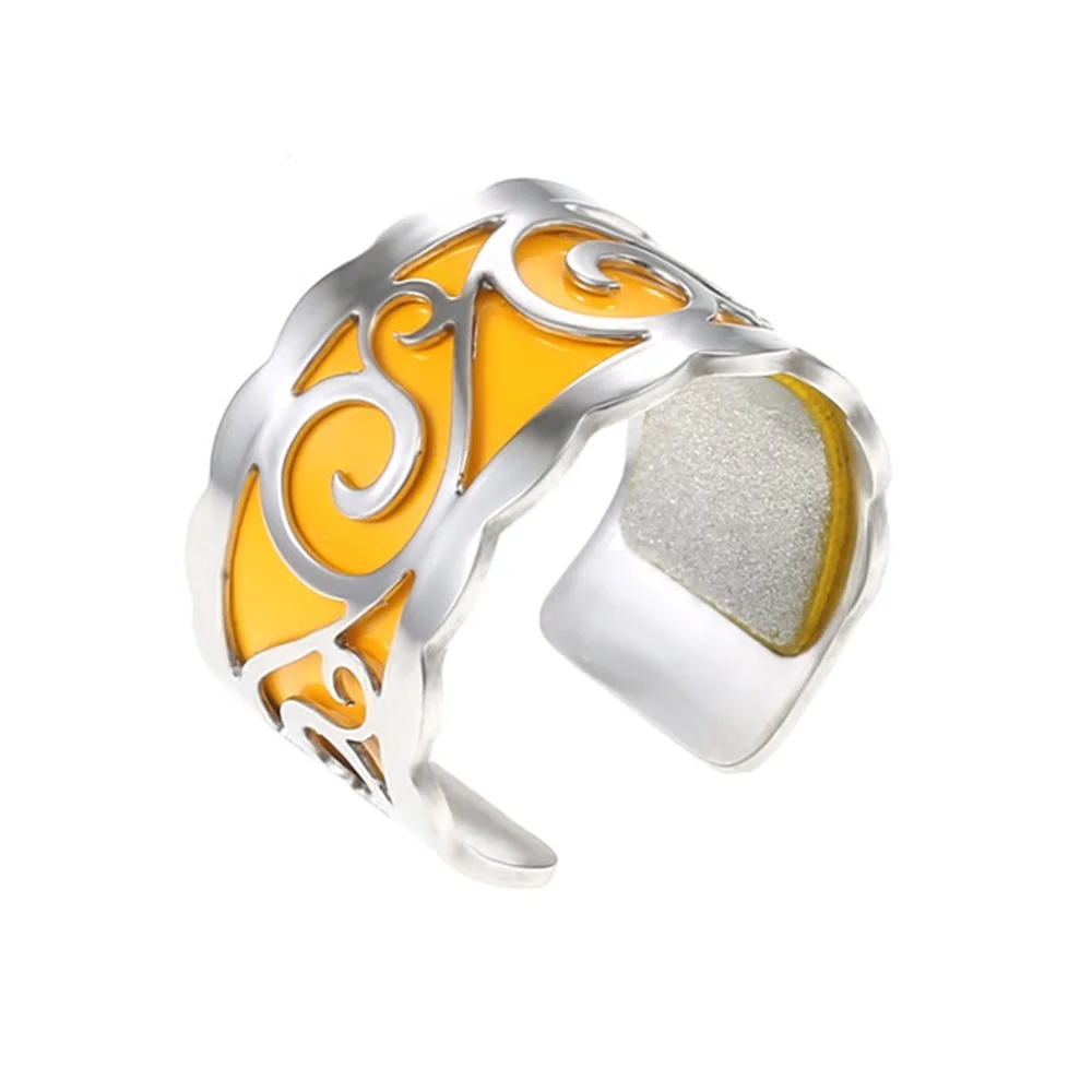 yellow Legenstar Reversible Leather Rings For Women Bijoux Acier Inoxydable Argent Stainless Steel Interchangeable Bague Femme jewelry - Цвет основного камня: yellow