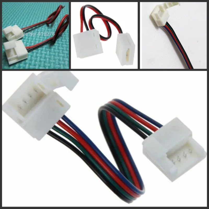 5 шт. 10 мм 2 4 Pin Водонепроницаемый светодиодный разъем без пайки 15 см проводной