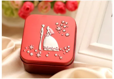 Квадратная декоративная коробка для хранения конфет подарочная жестяная банки