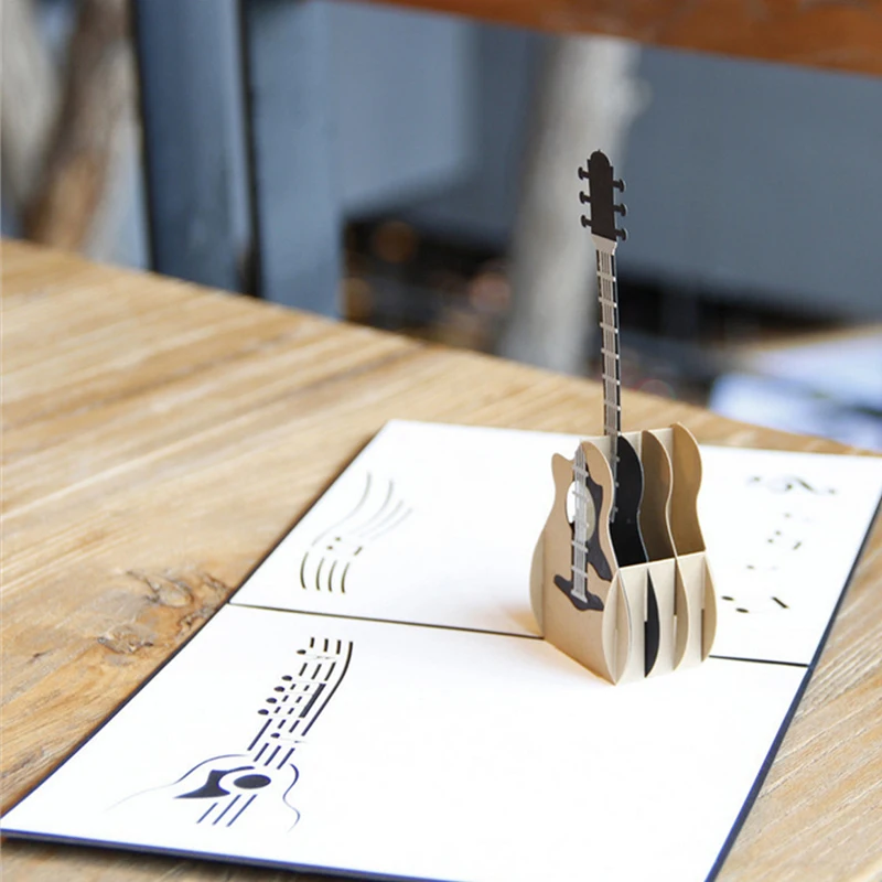 3D выдвижная музыкальная гитара поздравительная открытка Рождество День Святого