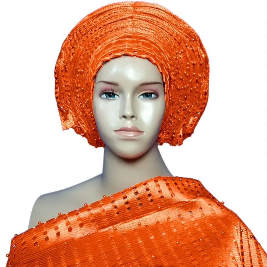 Новое поступление Африканский головной убор AsoOke aso oke с бисером | Тематическая