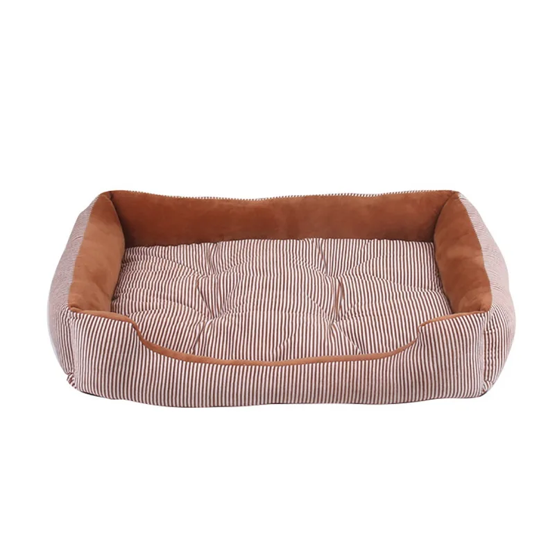 Pets Dogs Striped Bed Sofa Warm Winter Kennel House Pad For Small Medium Large Dogs Soft Dog Puppy Bed Nest Pet Supplies
