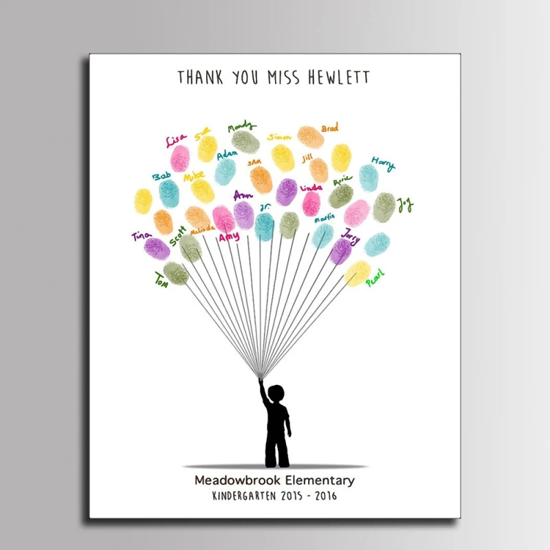 Индивидуальный подарок на свадьбу Выпускной отпечаток пальца Холст Картина