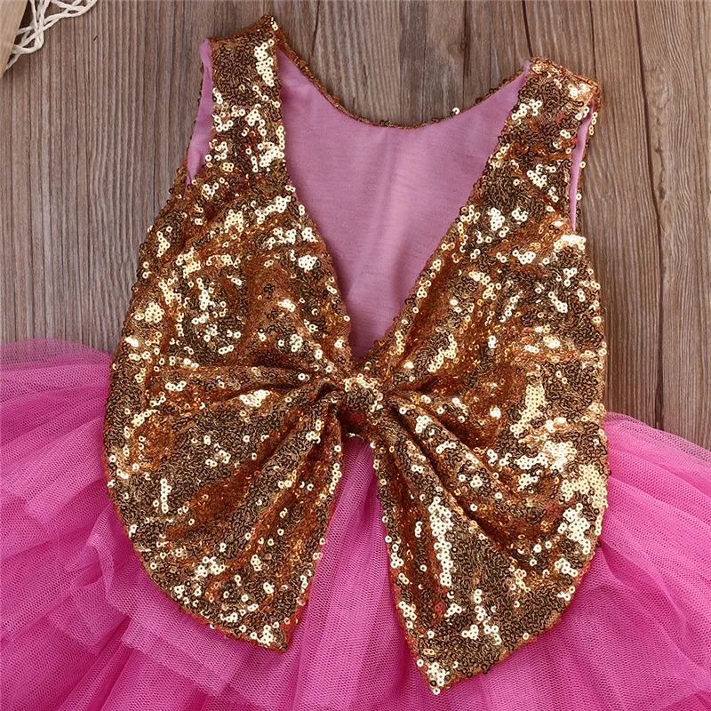 Sequins Toddler Kids Girls Princess Ruffles Formal Pageant Layered Purple Tulle Party Bowknot Dress Dresses 2-7T | Детская одежда и