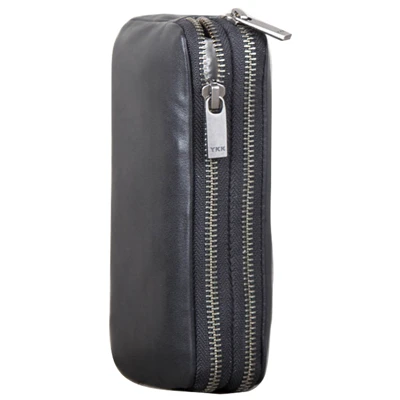 Оригинальные большие кожаные бумажники, модные мужские клатчи, роскошные женские бумажники для телефона, воловья кожа, чехол на двойной молнии, кошельки для путешествий, сумка для денег - Цвет: Black