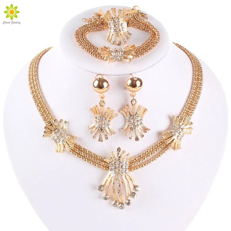 Новейшая мода африканские бусины набор ювелирных изделий золотого цвета