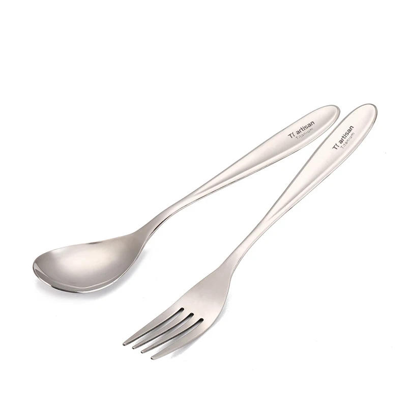 Spoon Fork Tiartisan уличная посуда титановая столовая посуда ложка Вилка Западный десерт столовые приборы ложка для мороженого товары для рождественской вечеринки - Цвет: Spoon Fork