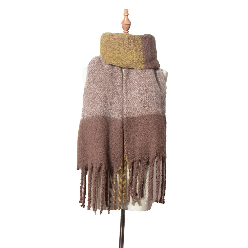 Autumn and winter British style Stitching tassel the New hot women's elegant generous simple temperament scarf |