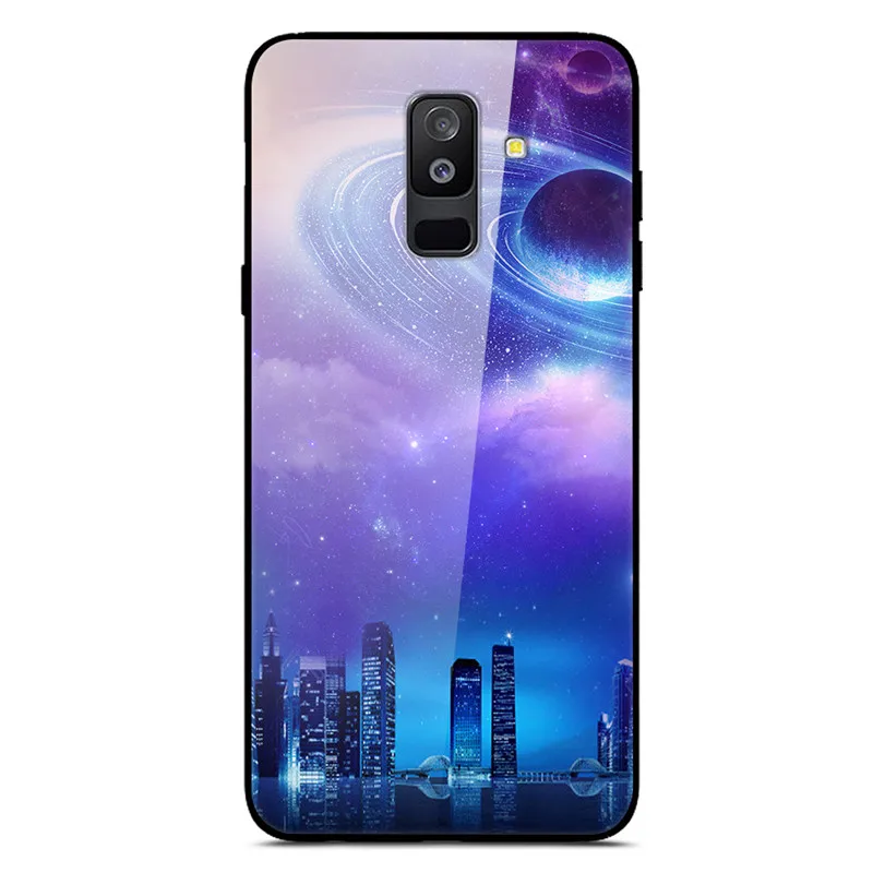 Для samsung Galaxy A6 Plus чехол из закаленного стекла с изображением планеты Космос чехол-накладка для samsung A6 Plus A605F+ жесткий чехол из поликарбоната