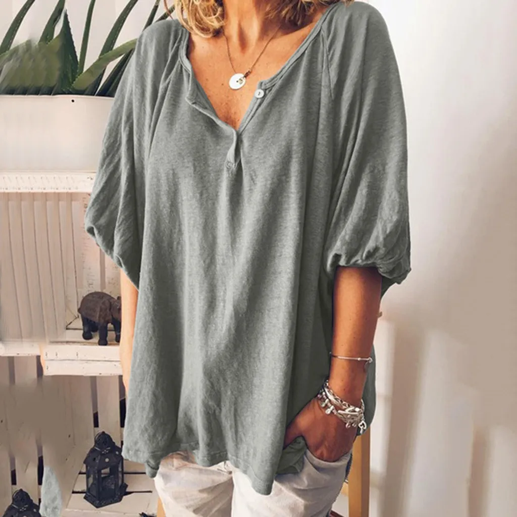 Блузка женская тонкая на пуговицах Модный повседневный свободный однотонный топ