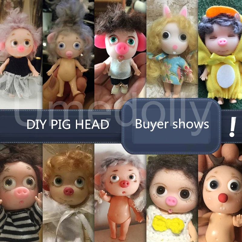 Прекрасный DIY 1/12 масштаб свинья/кролик животное кукла голова глаза материал для