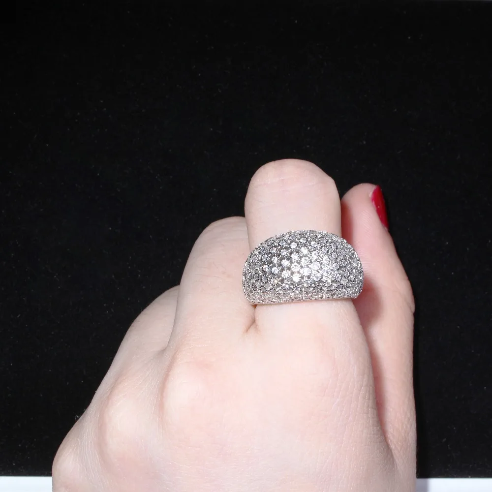 Newranos Hollow Finger Ring Micro Zirconias Pave Silver Color Unique for Fashion Jewelry Accessories R09GY1292 | Украшения и - Фото №1