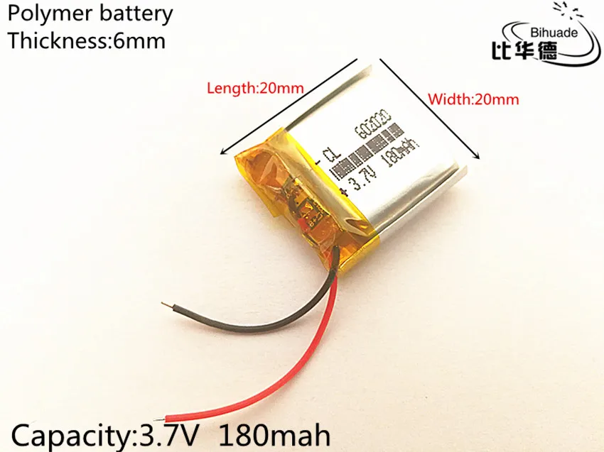 La batteria 3.7V 180mAh 602020*2 aggiunge un connettore da 1.25mm