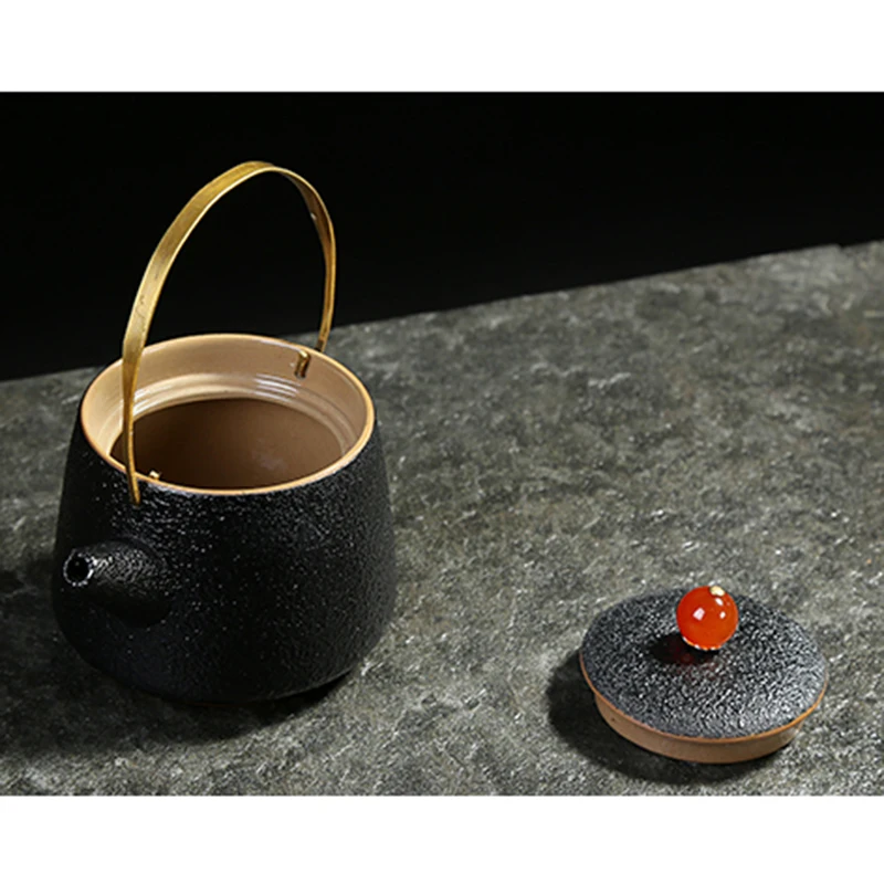 220 мл винтажная Черная Керамическая грубая керамика в японском стиле чайник