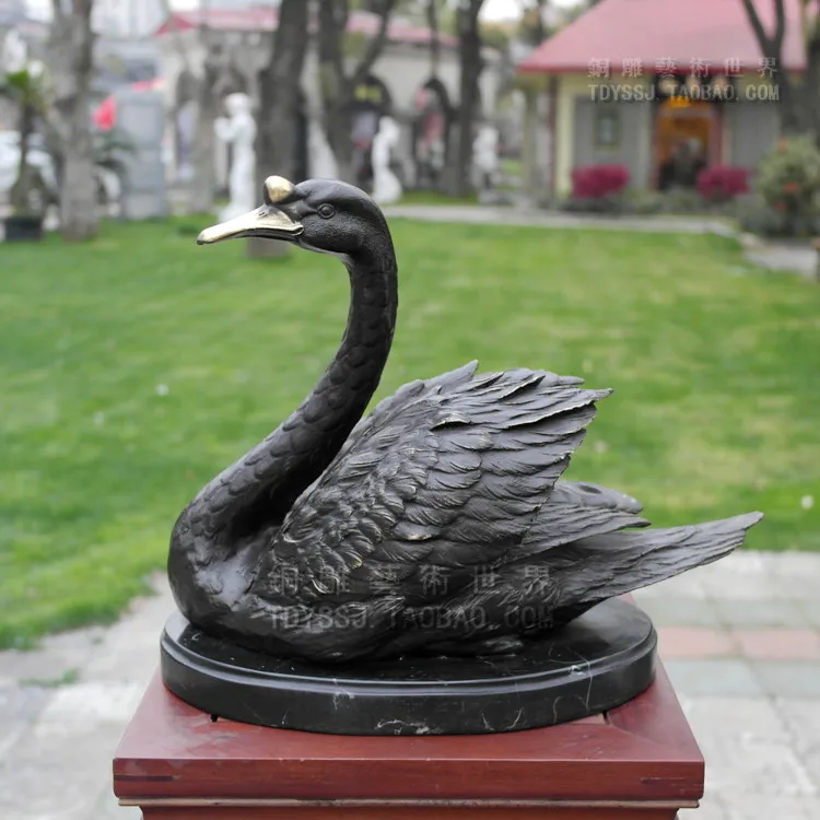 

Sculpture black swan bronze mascot decoration copper sculpture crafts animal birds sculpture home accessories Feng Shui crafts