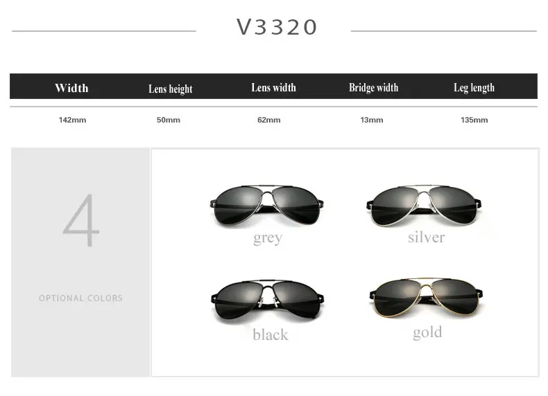 Мужские солнцезащитные очки VEITHDIA зеркальные с поляризационными стеклами для