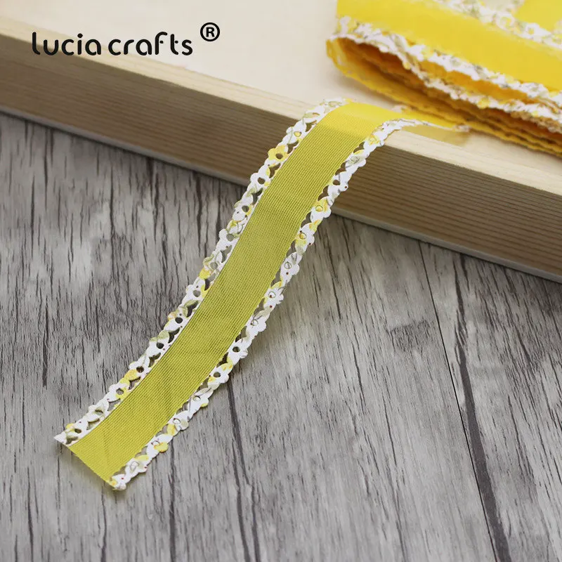 Lucia crafts, 3 ярдов/партия, 25 мм, ленты из органзы, бант для волос, ручная работа, для свадебной вечеринки, для шитья, аксессуары для рукоделия, P0104 - Цвет: C6 Yellow