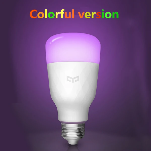 RGB bulb 1pcs Умный светодиодный светильник Xiao mi Yee, цветная/белая версия, лампа Smart E27, 10 Вт, 800 люменов, mi светильник, смартфон, WiFi, пульт дистанционного управления - Цвет: RGB bulb 1pcs