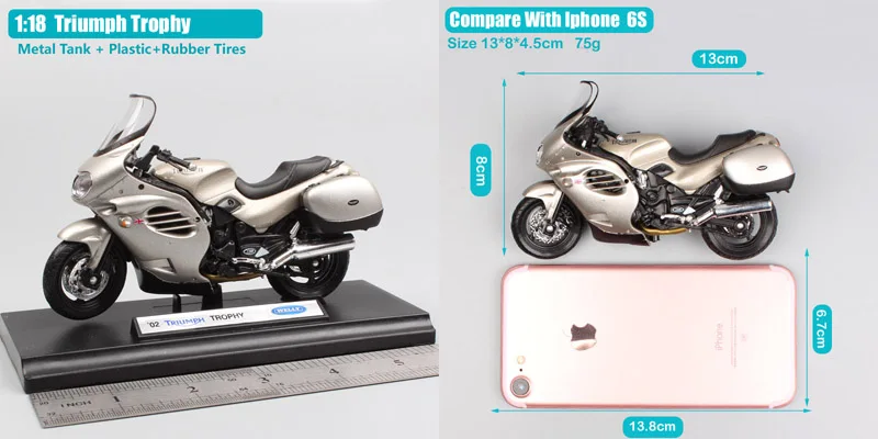 1:18 Масштаб 2002 Triumph Trophy touring мотоцикл Мотоциклы Металлические Миниатюрные модели Коллекция Подарки литые под давлением детские игрушки для мальчиков