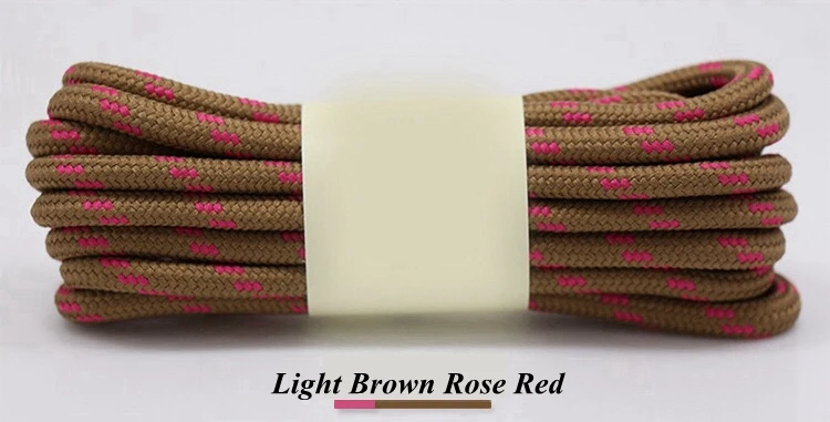 Light brown rose red 1 пара 19 видов цветов круглые шнурки открытый Пеший Туризм спортивный обувных шнурках Детские кроссовки шнурки длина 100 120 140 160 см lacets корзины - Цвет: Light brown rose red