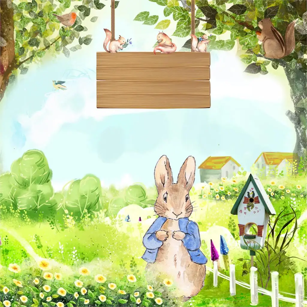 Забавный фон с деревом для фотостудии peter rabbit Пасхальный фон с цветами на день рождения для детской фотосъемки