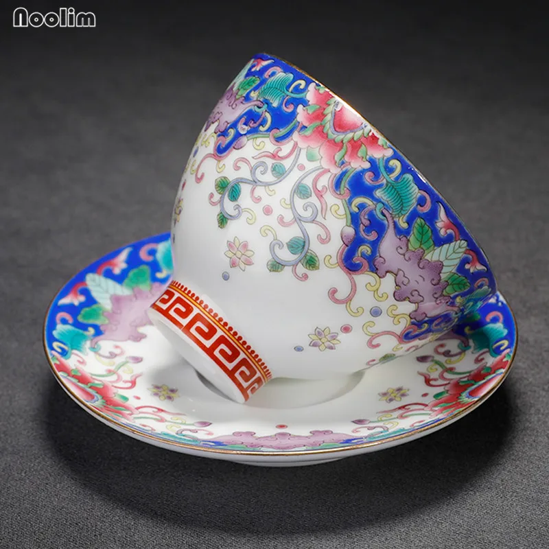 Небольшая чайная чашка ручной работы NOOLIM в китайском стиле Jingdezhen эмалированная