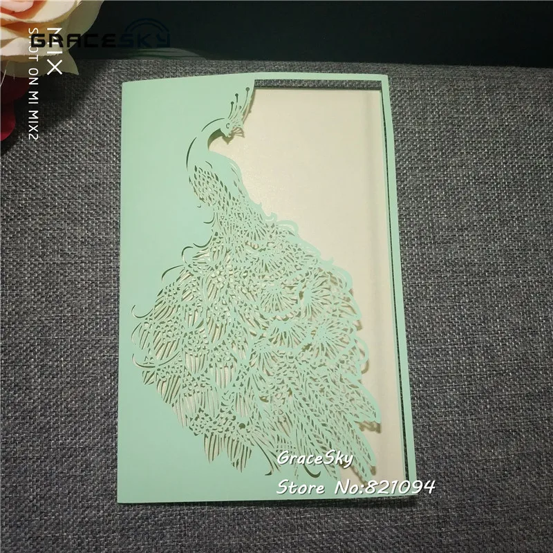 50pcs free shipping New Laser cut Hollow Elegance Phoenix paper Wedding invitation cards with inner sheet RSVP | Дом и сад